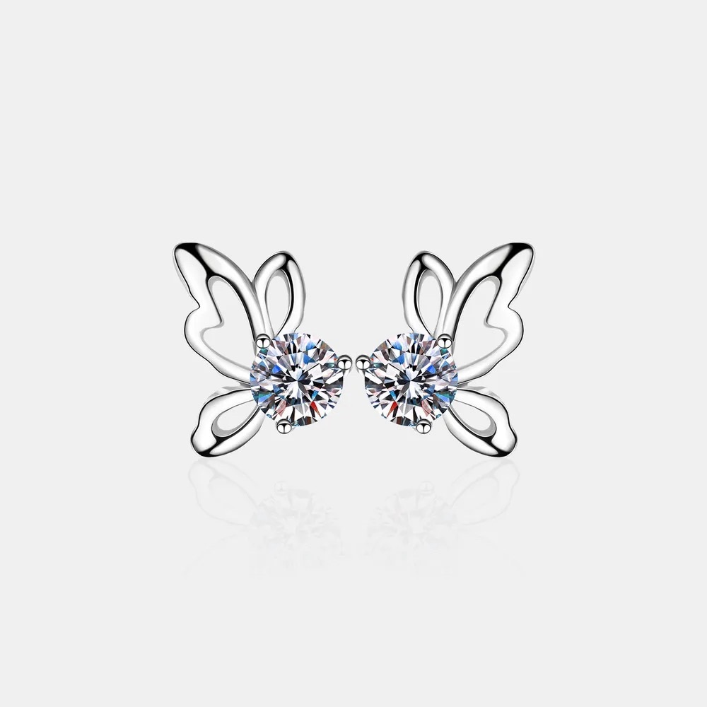 1 Carat Moissanite Butterfly Shape Earrings